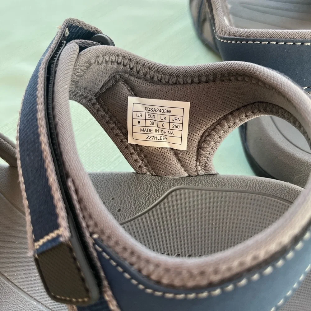 Dream Pairs Navy and Taupe Comfort Strappy Sandals size 8